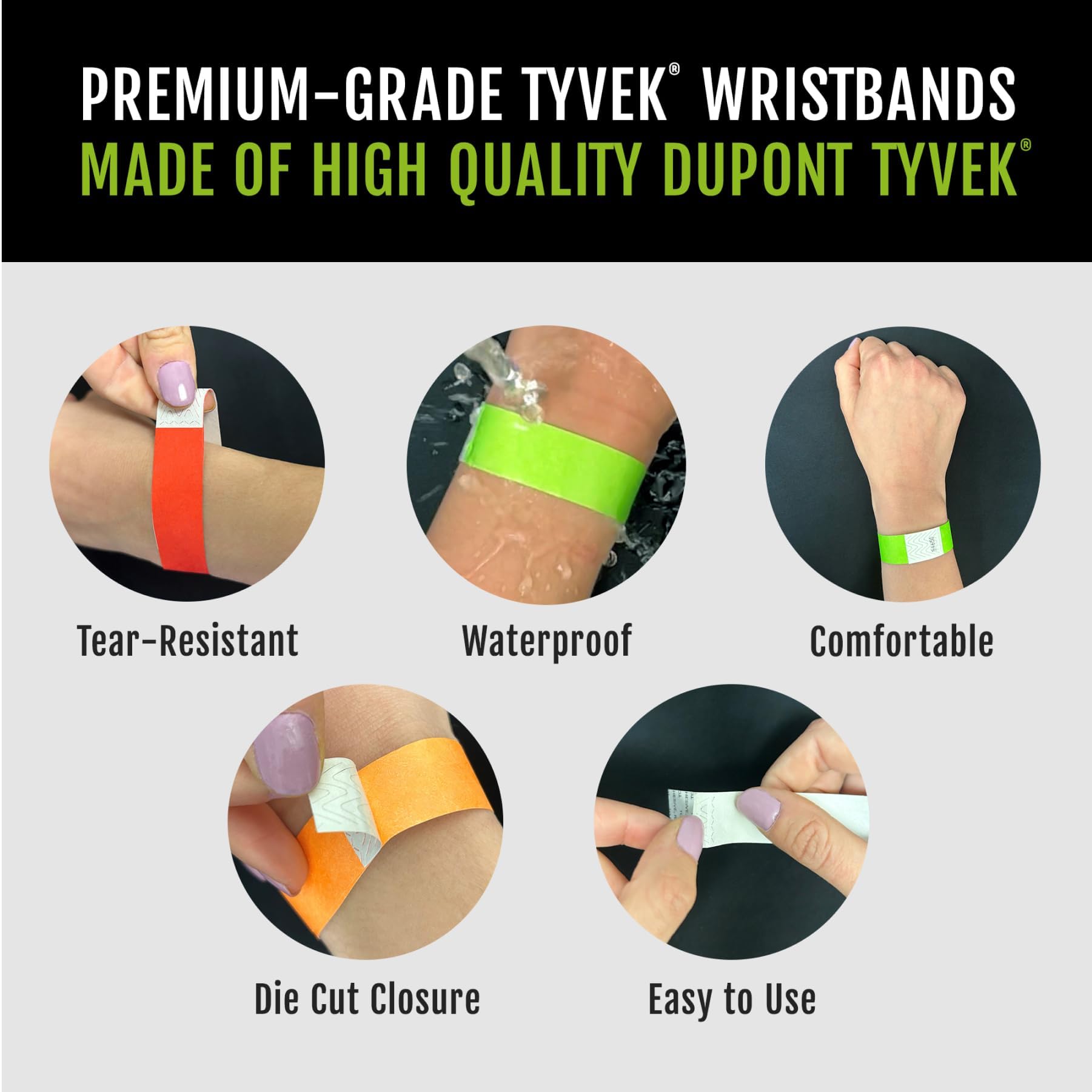 Wristco 200 Tyvek Metallic Gold Wristbands for Events – Tamper-Proof Design Prevents Reuse – Premium-Grade Bracelets for Hospital & Medical ID, Party, Concert Entry, VIP Identification