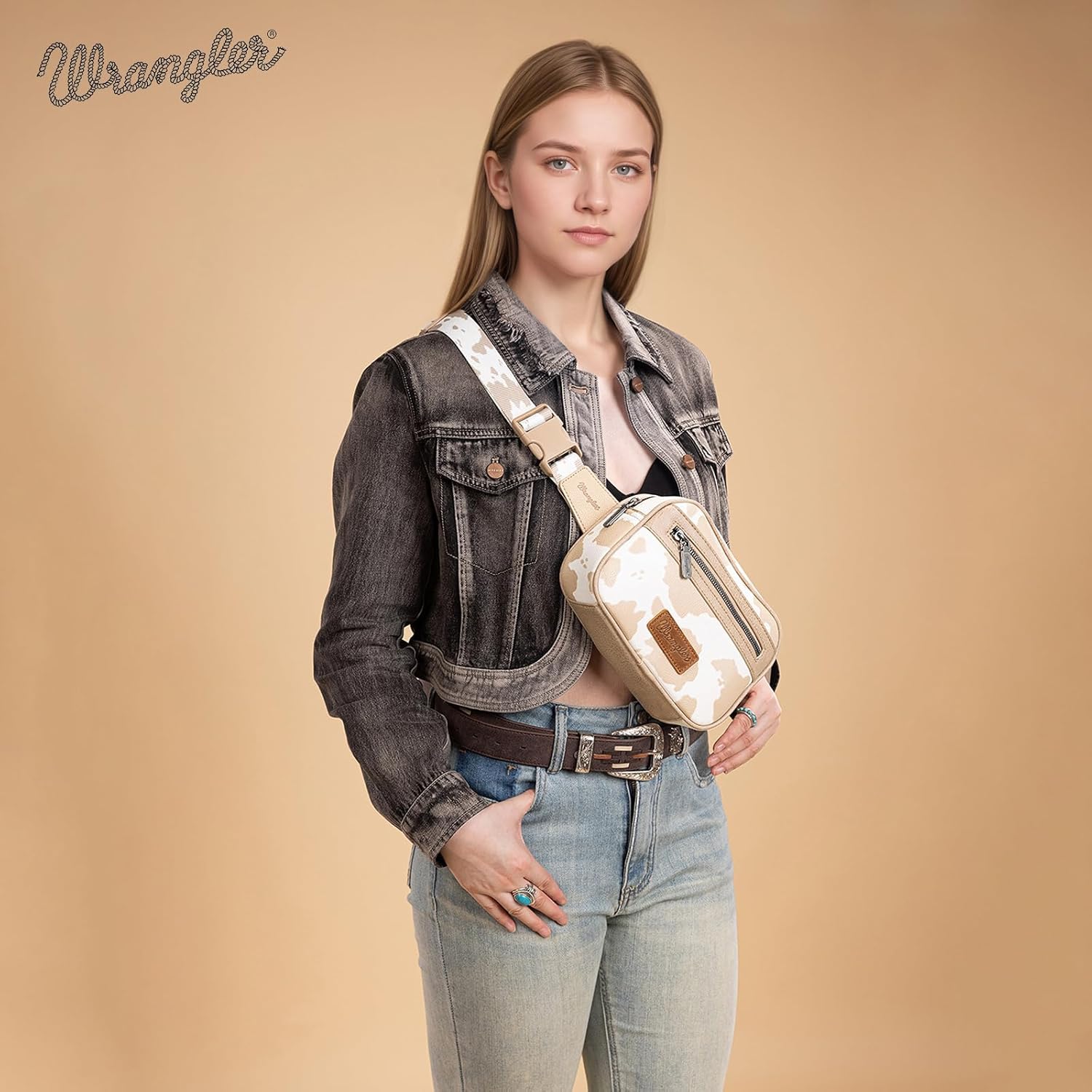Wrangler Waist Pack for Women Cow Print Fanny Pack Crossbody Belt Bag With Adjustable Strap