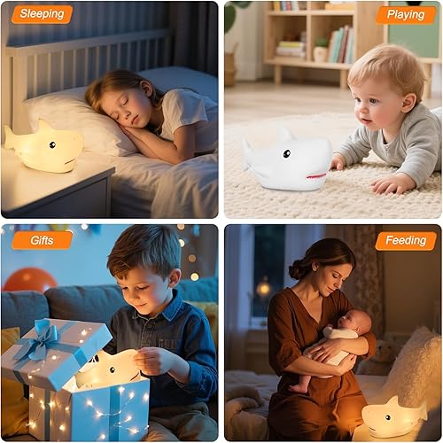Miniatura 19 de ZKLiLi Luz nocturna de gato para niños, bonita lámpara de noche para guardería, luces táctiles de gato de silicona blanda portátil, regalo