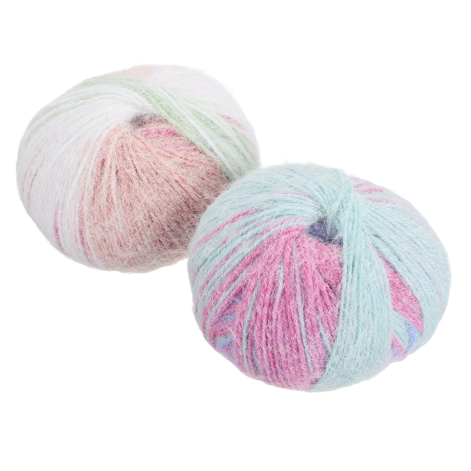 Hilo de pelo largo mohair PATIKIL de lana y acrílico blanco rosa verde 2 madejas