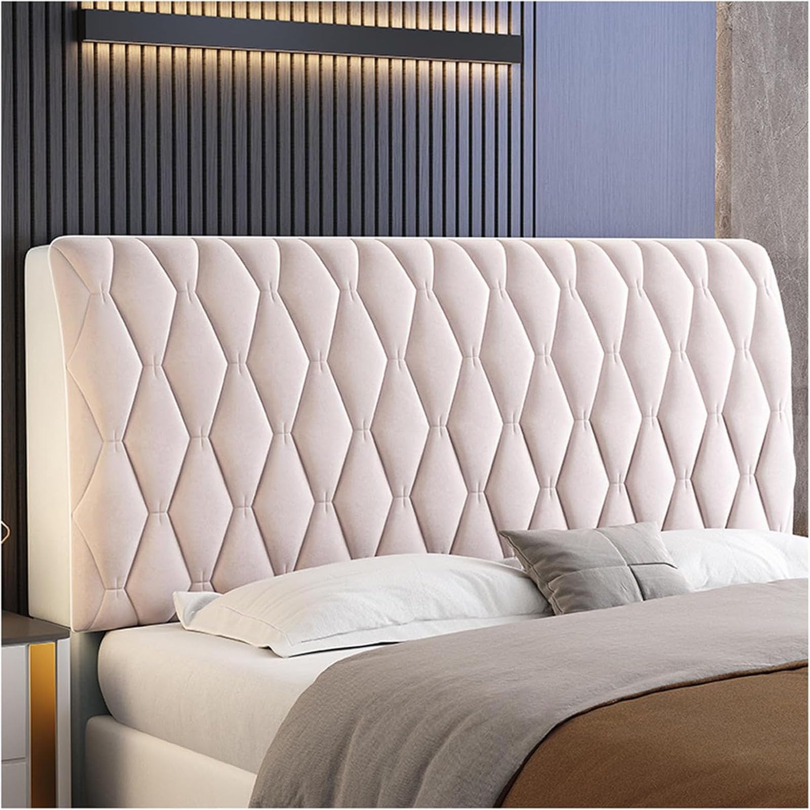 Headboard Slipcover, Full Dustproof Headboard Protector, Head Board Cover for Single/Double/King/Super King Size Bed, Washable(Size:160cm,Color:Beige)