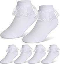 Geyoga 3 Pairs Girls White Lace Frill Ankle Socks
