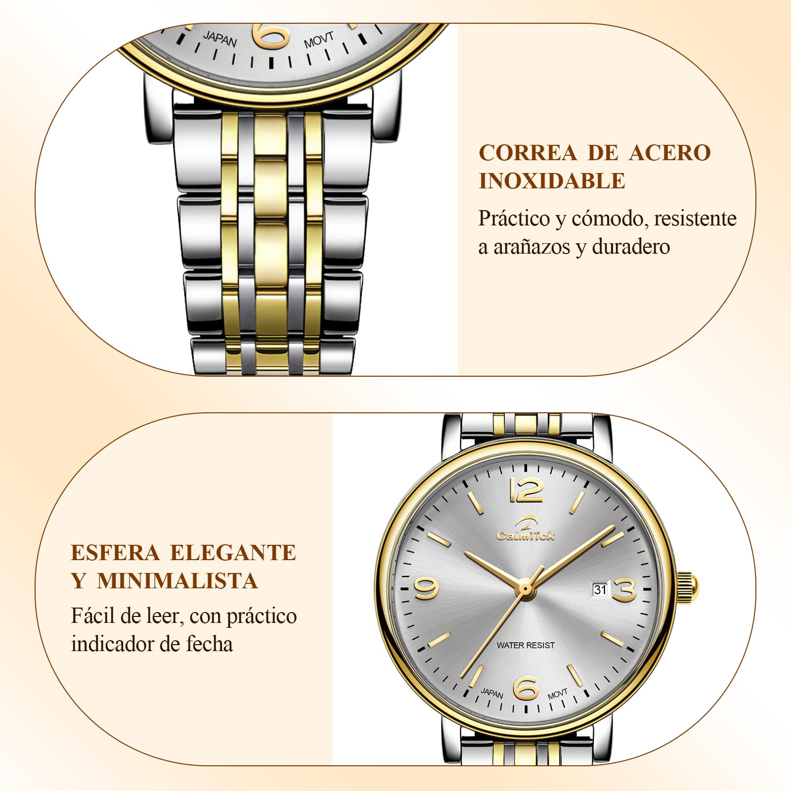 AVTREK Relojes para Mujer con Correa de Acero Inoxidable,indicador de Fecha