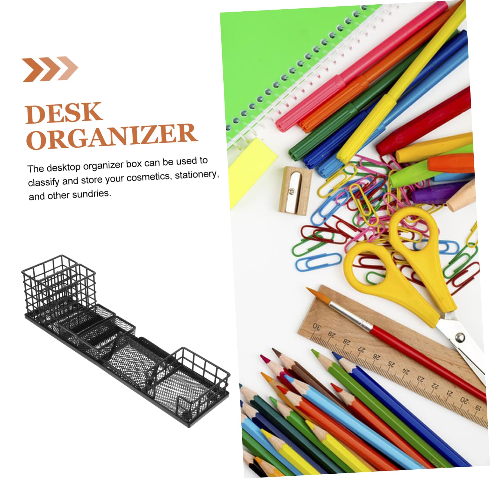 Boîte de Rangement de Bureau en Fer Noir, Organisateur de Table Décoratif | Rentrée Scolaire, Fournitures de Bureau, Meuble pour Bureau, Boîte de Rangement Stationnaire