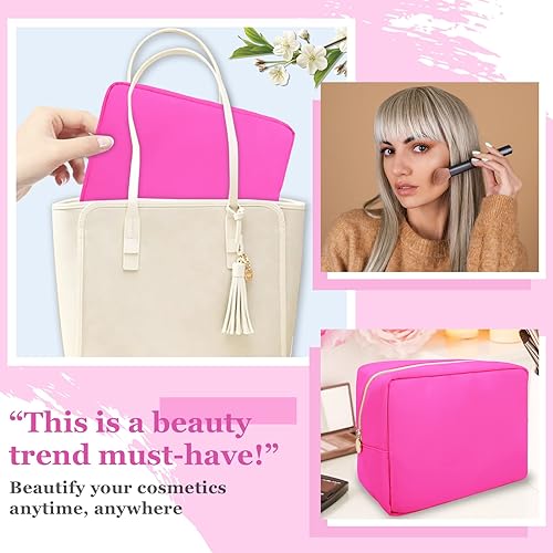 Miniatura 6 de izuzta Nylon Lager Pequeño Slim Mini Maquillaje Bolsa Organizador, Rosa encendido, Viajes