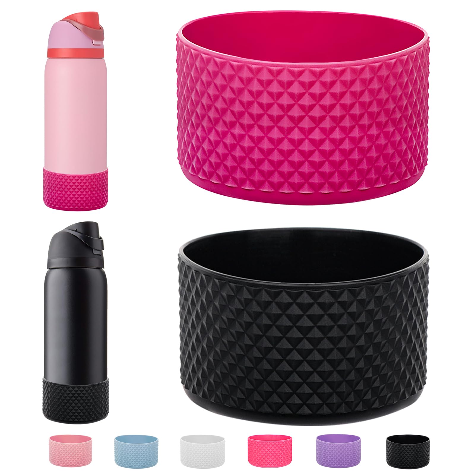 WK IEASON 2Pcs Silicone Boot for Owala Water Bottle, Protective Flask Bottom Cover Base for Owala FreeSip Twist and Flip Flask Water Bottle