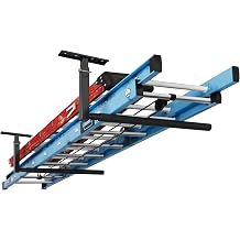 FLEXIMOUNTS Adjustable Overhead Ladder Rack, Garage Ceiling Storage Rack, Ladder Storage Organizer, 35" Extended Arms, 90 lbs Per Arm Heavy Duty Steel Rack for Kayak, Surfboard & Tools