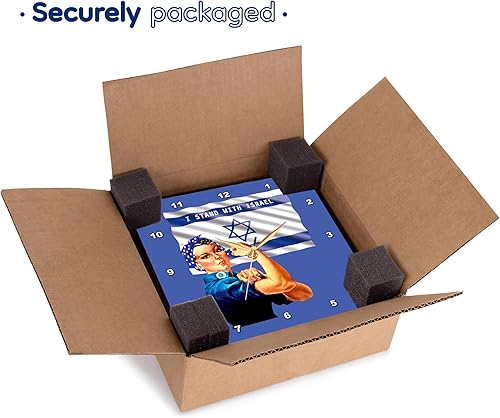 Miniatura 7 de 3dRose, I Stand with Israel Vintage Rosie and Flag - Reloj de pared de 10 x 10