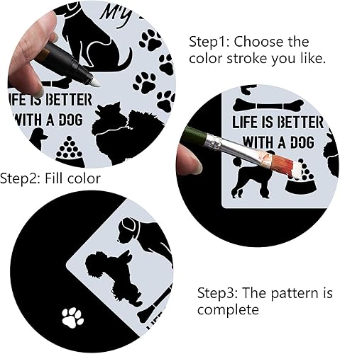 Miniatura 4 de GORGECRAFT Plantillas de huellas de perro de 30 × 11.8 in, plantilla de dulce cachorro, plantillas de animales grandes, plantilla cuadrada