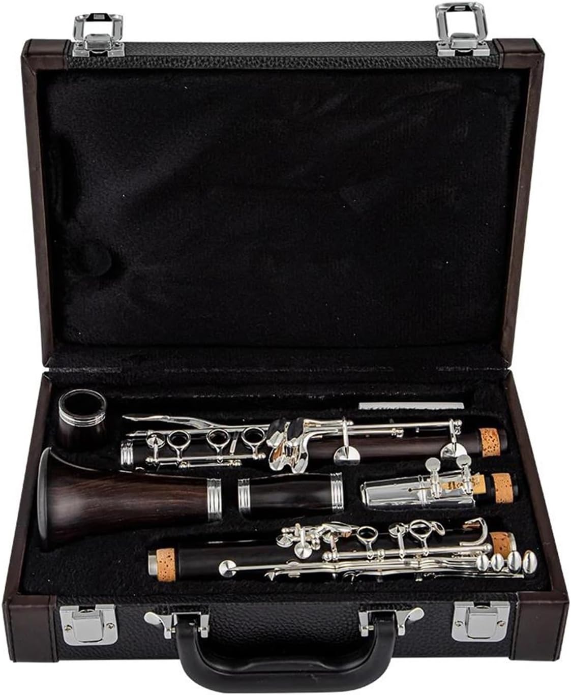Clarinet Professional Ebony Body Clarinet B 17 Silver Plated Keys Solid Wood Instrument