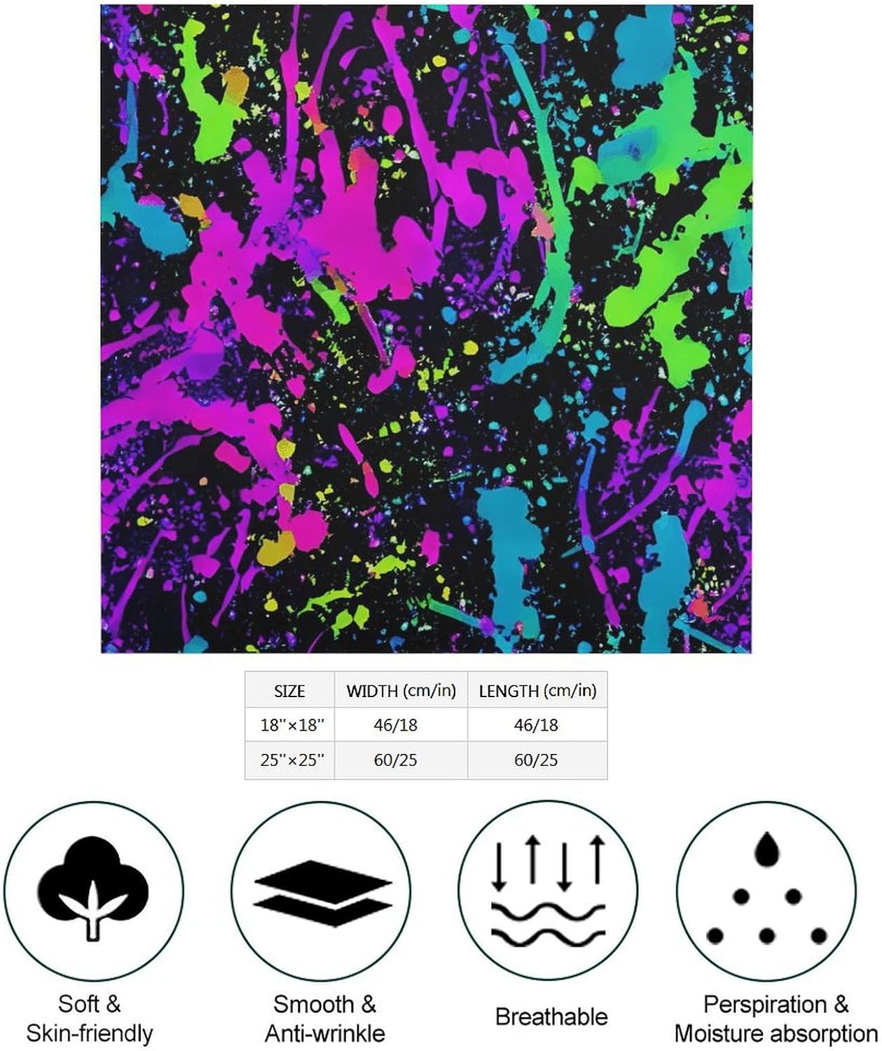 Glow in Dark Splatter Neon Scarves Bandana Headbands Neckerchief for Travel Hiking Party Decor image 2