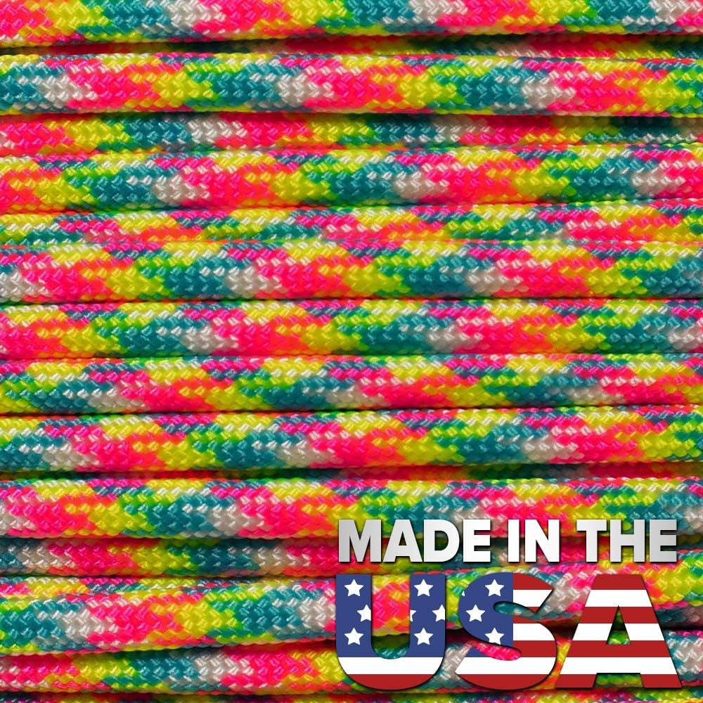 Paracord Planet USA Made Paracord – 550lb Paracord/Parachute Cord – American Made – Type III 7-Strand Core – 100% Nylon – Survival/Tactical Cord - Strong, Durable - Outdoors Gear