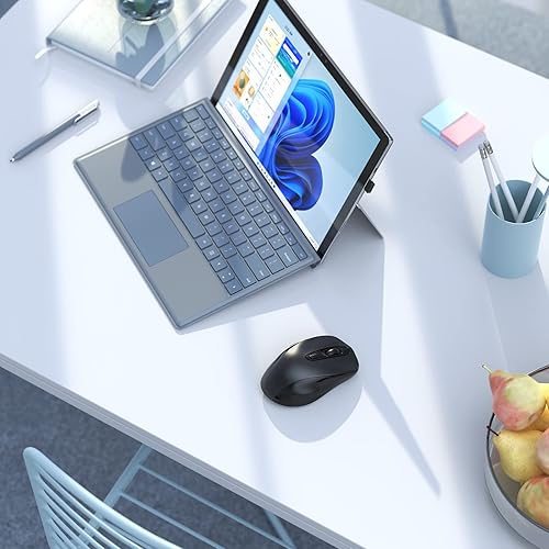 Vista 7 de Mouse inalámbrico para laptop, mouse ergonómico de 2.4 GHz con receptor USB, tacto cómodo, 3 niveles DPI 3200, 6 botones, mouse óptico inalámbrico