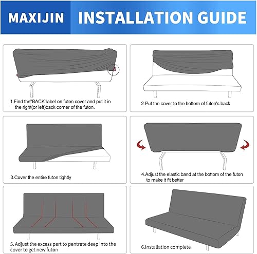 Miniatura 7 de MAXIJIN Funda de terciopelo para futón, tamaño matrimonial, elástica, gruesa, suave, sin brazos, protector de muebles con parte inferior elástica,