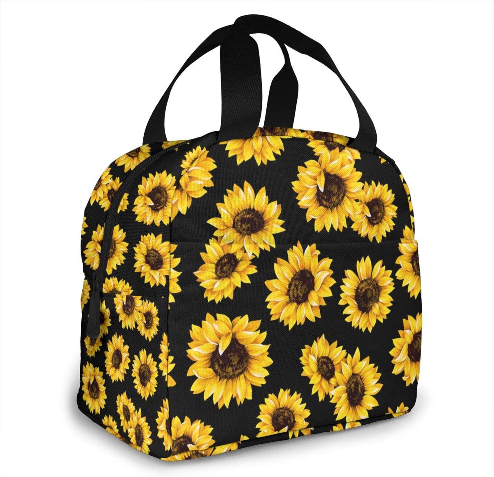 Yellow Sunflower Portable Insulated Lunch Tote Bag Reusable Lunch Box For Men, Women And Kids