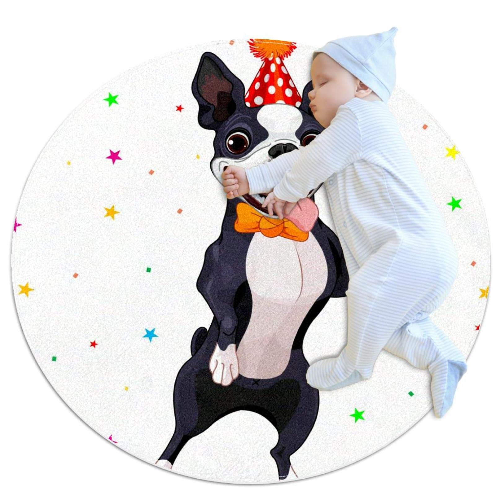 Tapis de salle de bain antidérapant rond 1m motif chien chambre coucher