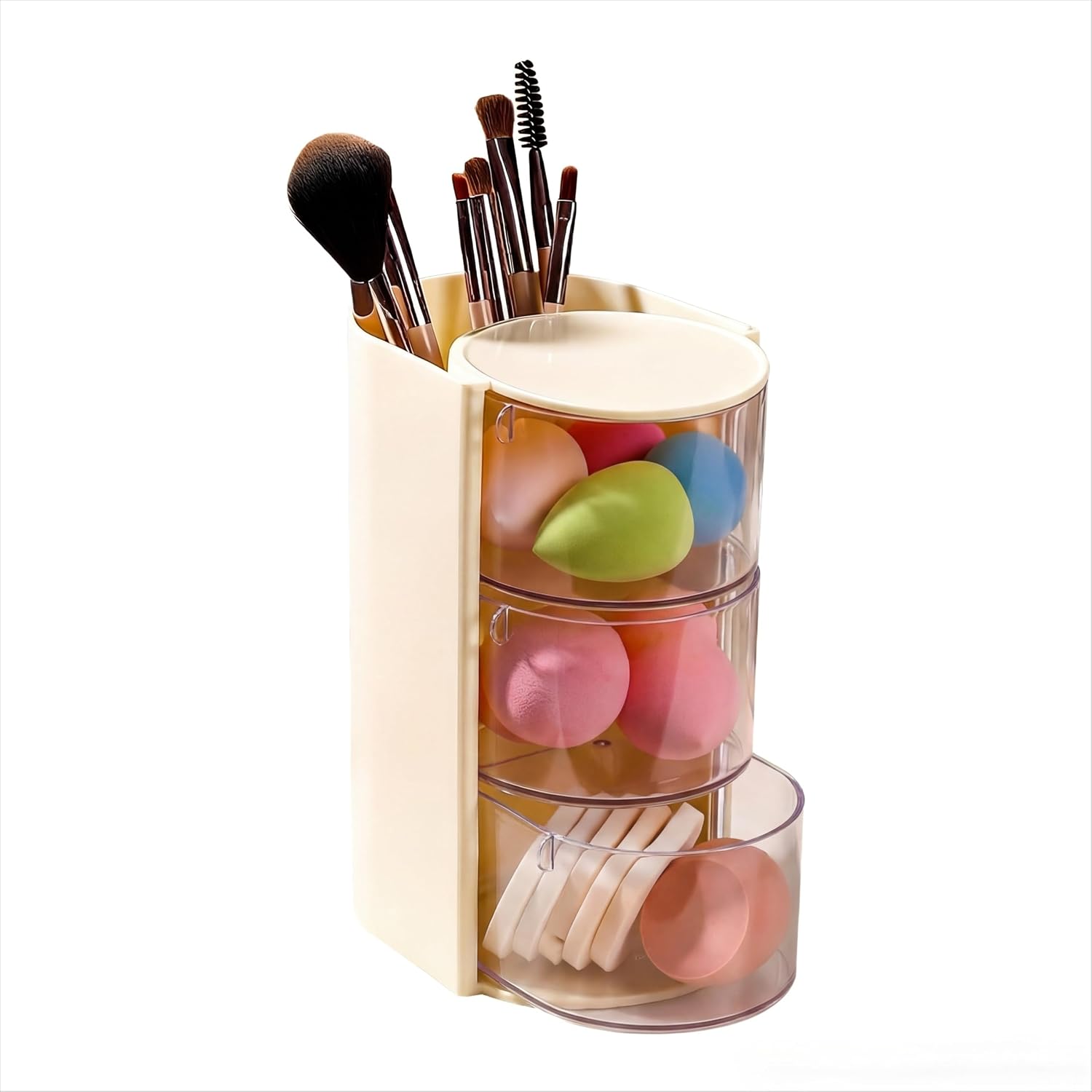 Creamy Cosmetic Storage Box, Hair Accessory Storage Box, Three-Layer Design