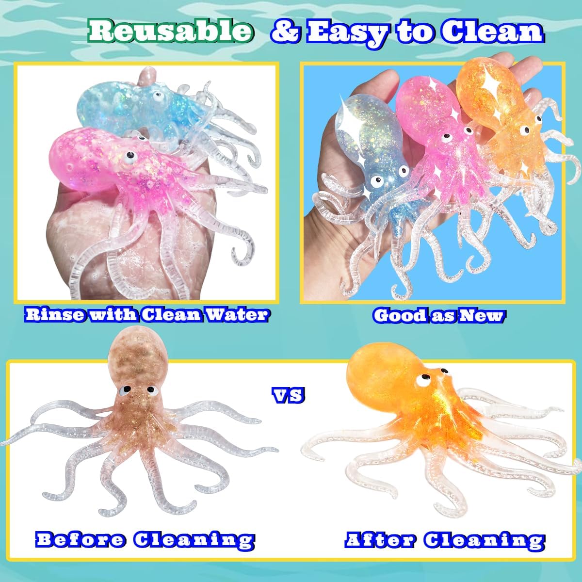 3Pcs Octopus Squishy Toys, Slow Rise Squishies, Octopus Toys, Fidget Toys Adults, Octopus Stress Balls