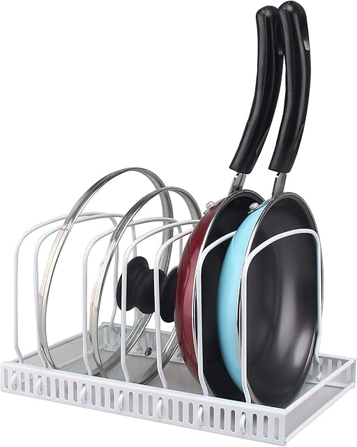 Kitchenista Adjustable Bakeware / Baking Tray Storage and Chopping board Organiser Rack Holder (White)