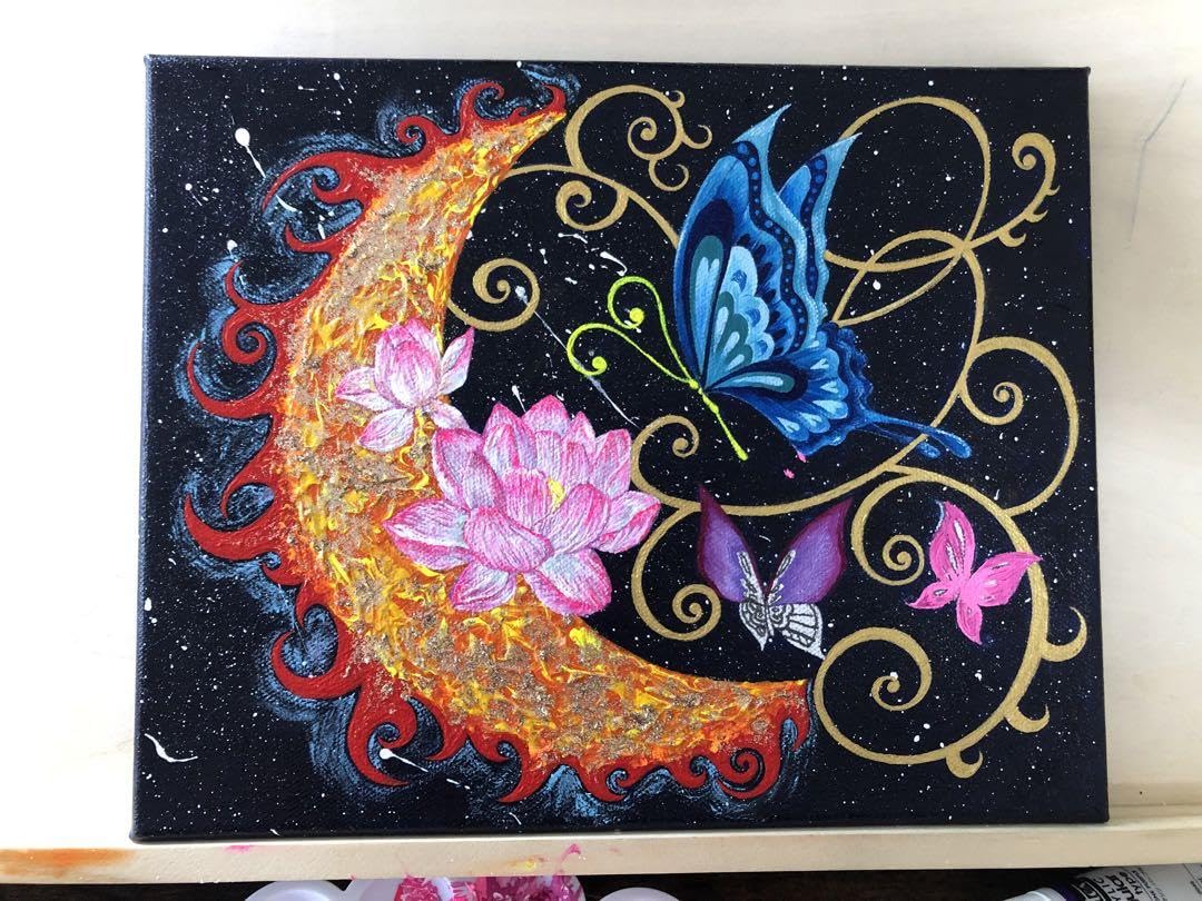 原画 蝶 動物画 絵画 アクリル画 現代アート 細密画 手描き 一点物