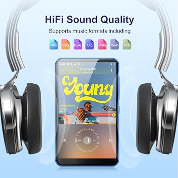 80GB MP3 Player with Bluetooth and WiFi, Android MP3 & MP4 Players with 4 Touchscreen and Speaker, Spotify Music Player with FM Radio, Audible, Amazon Music, Play Store (Blue)