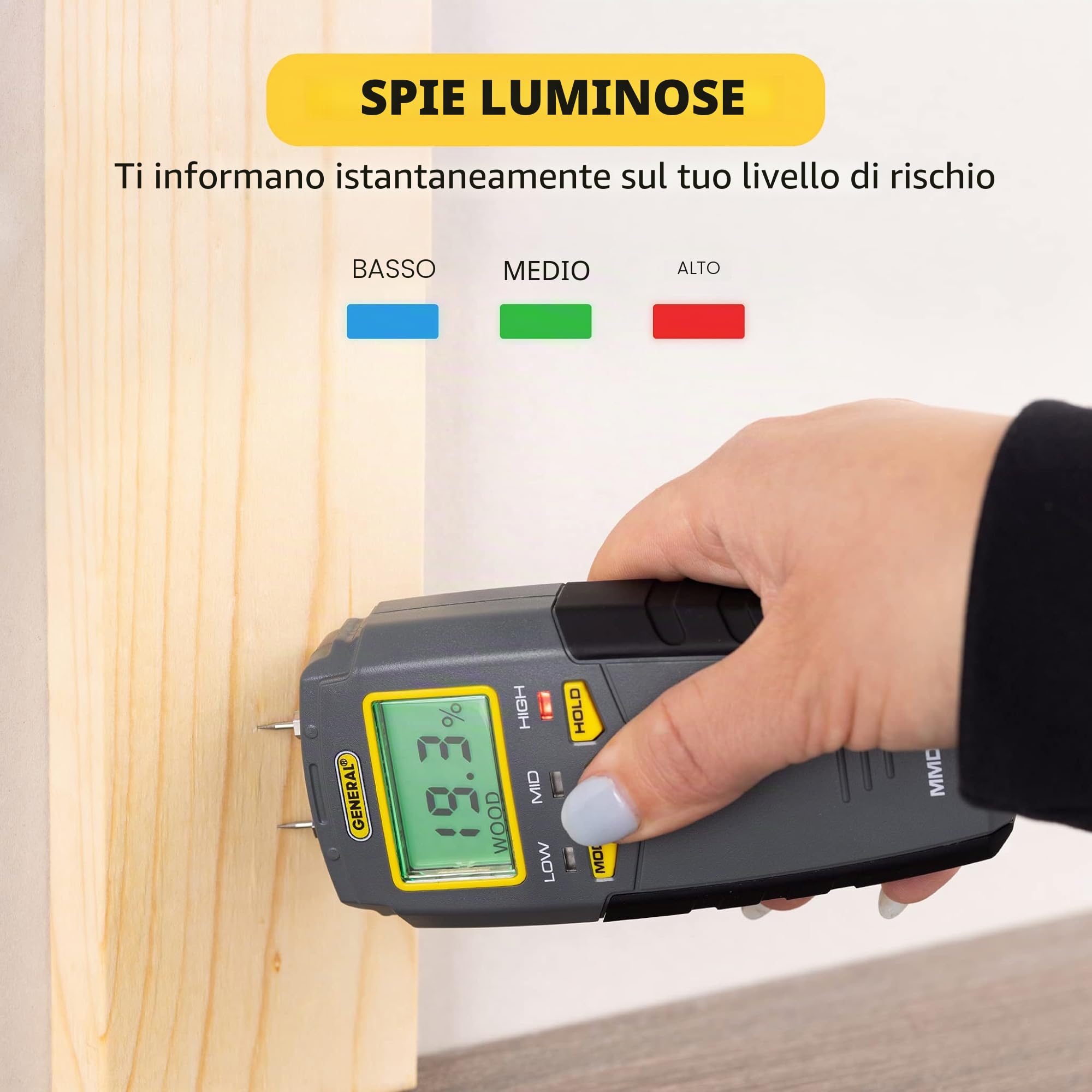 General Tools Misuratore di umidità, Pin Tipo, digitale LCD (MMD4E)