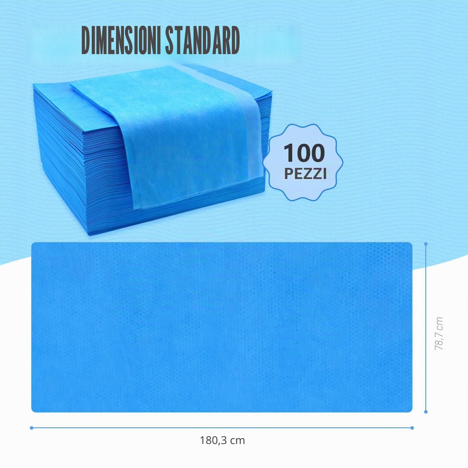 100 lenzuoli usa e getta, per massaggi e getta, per salone di bellezza SPA, letto ospedale, tatuaggio, hotel, 80 x 180 cm (blu)