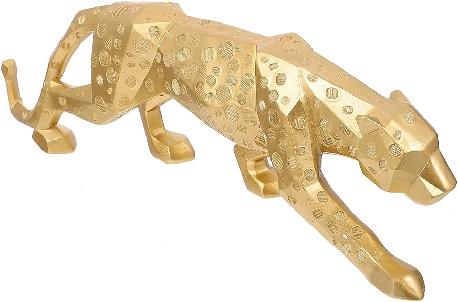 ジャガー（豹）ゴールド置物 ジャガー（豹）ゴールド置物