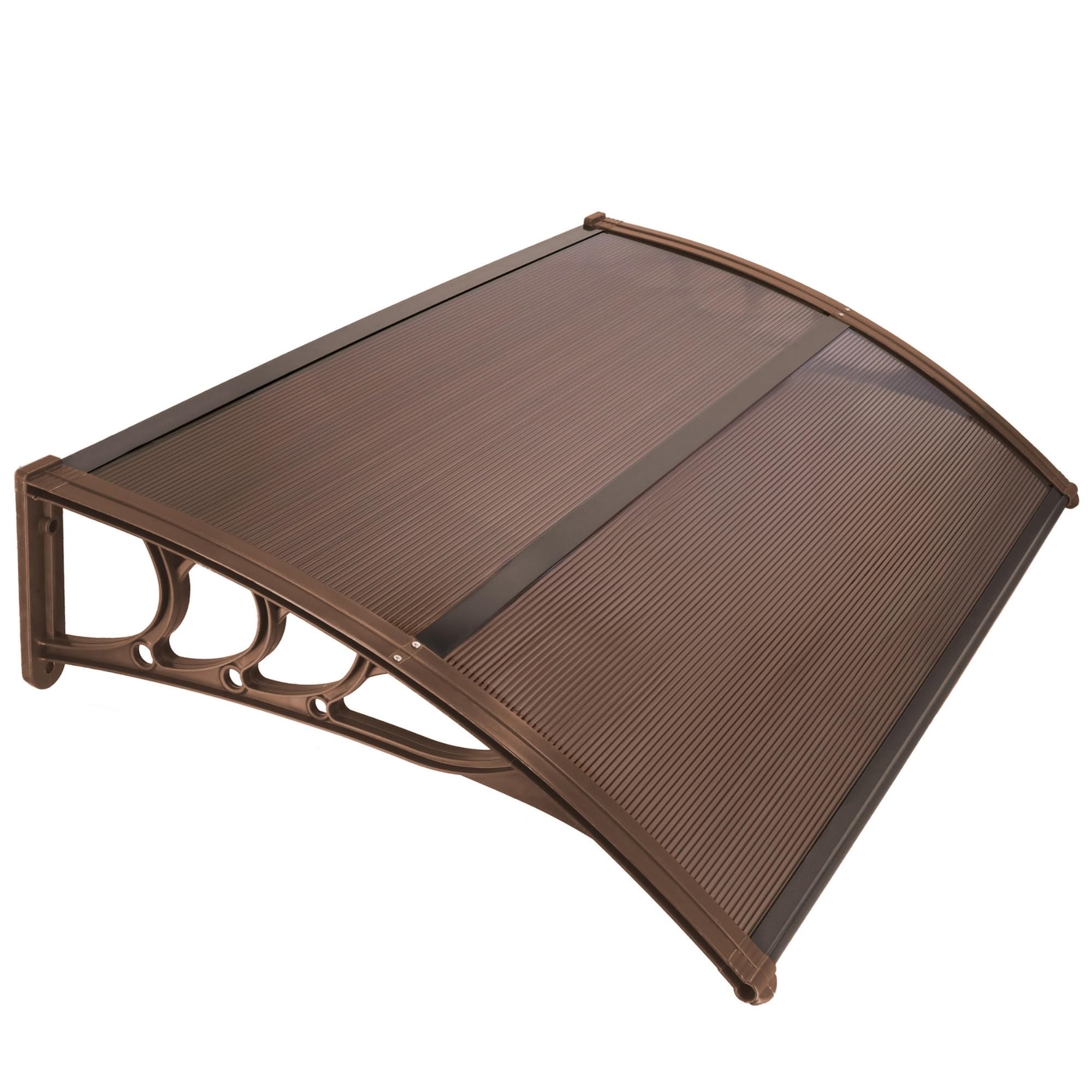 SPRINGOS Marquesina para puerta de entrada curvada, 150 x 75 x 23 cm, techo protector de aluminio y policarbonato