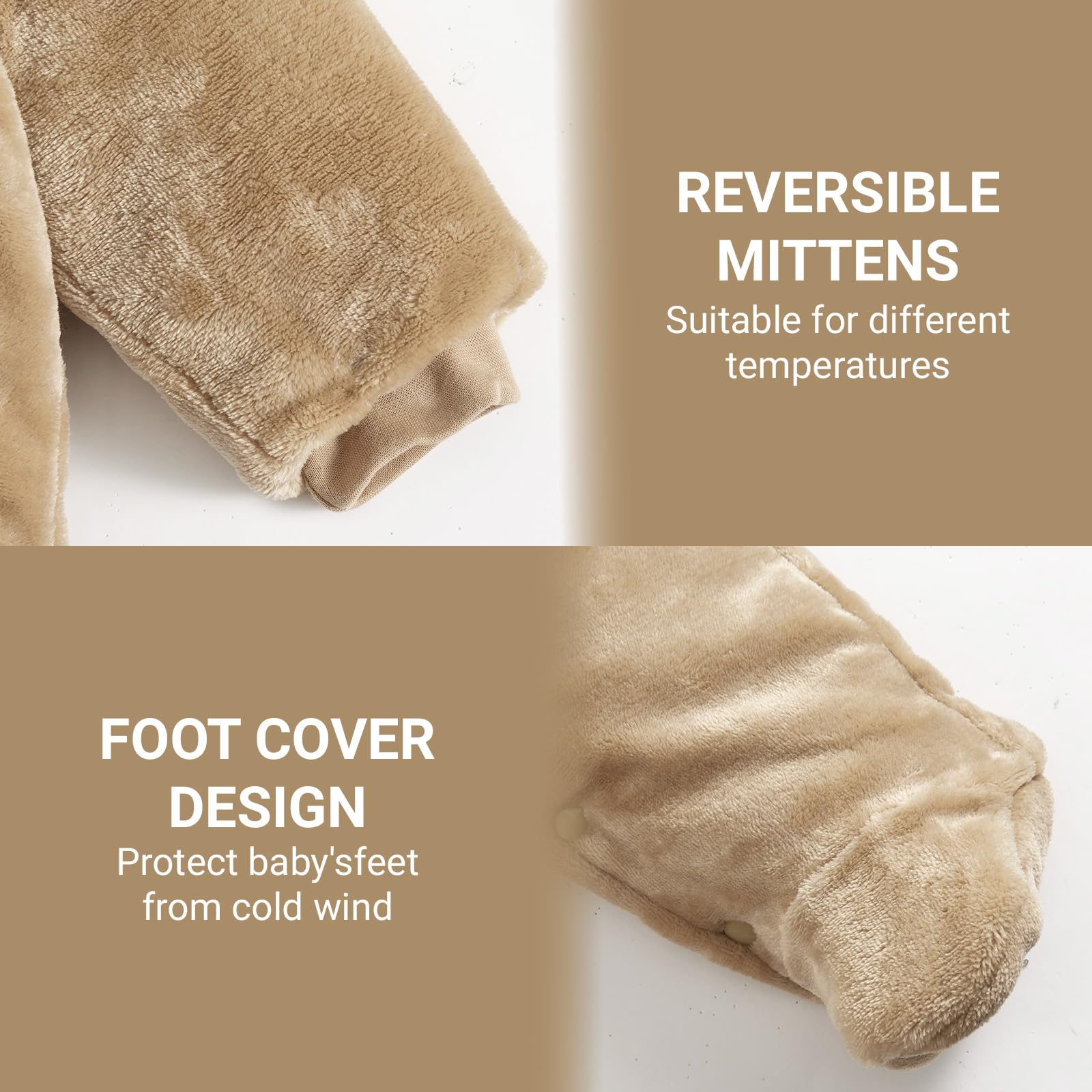 Tuta invernale in pile con cappuccio, per bambini, abbigliamento caldo, da 0 a 3 mesi