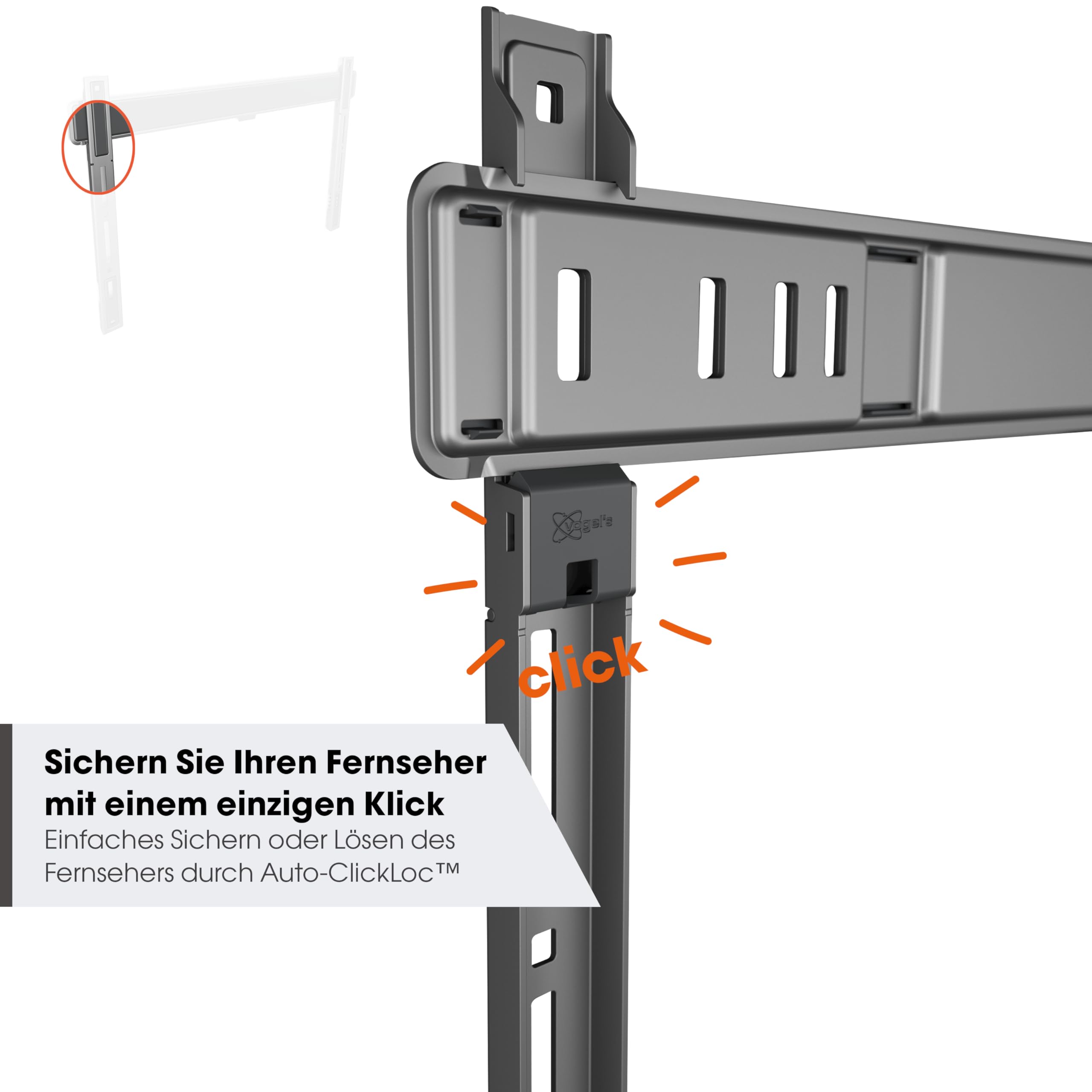 Vogel's TVM 5407 Ultraflache Feste TV-Wandhalterung fur 32-77 Zoll TVs | Nur 1,5 cm Wandabstand, 75 kg Tragkraft, TÜV-geprüft, Bis VESA 400x400, Sicheres ClickLoc-Einrastsystem, Inkl. Fischer-Dübel