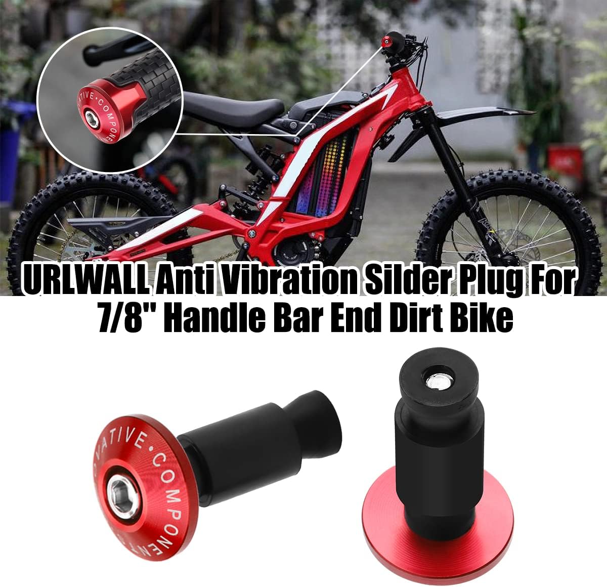 2pcs Handle Bar End Plugs,Anti Vibration Silder Plug for Sur Ron LBX/S Sur-Ron Ultra Bee Segway X160 X260 Yamaha Kawasaki ATV,Aluminium Handlebar Grips for Dirt Bike