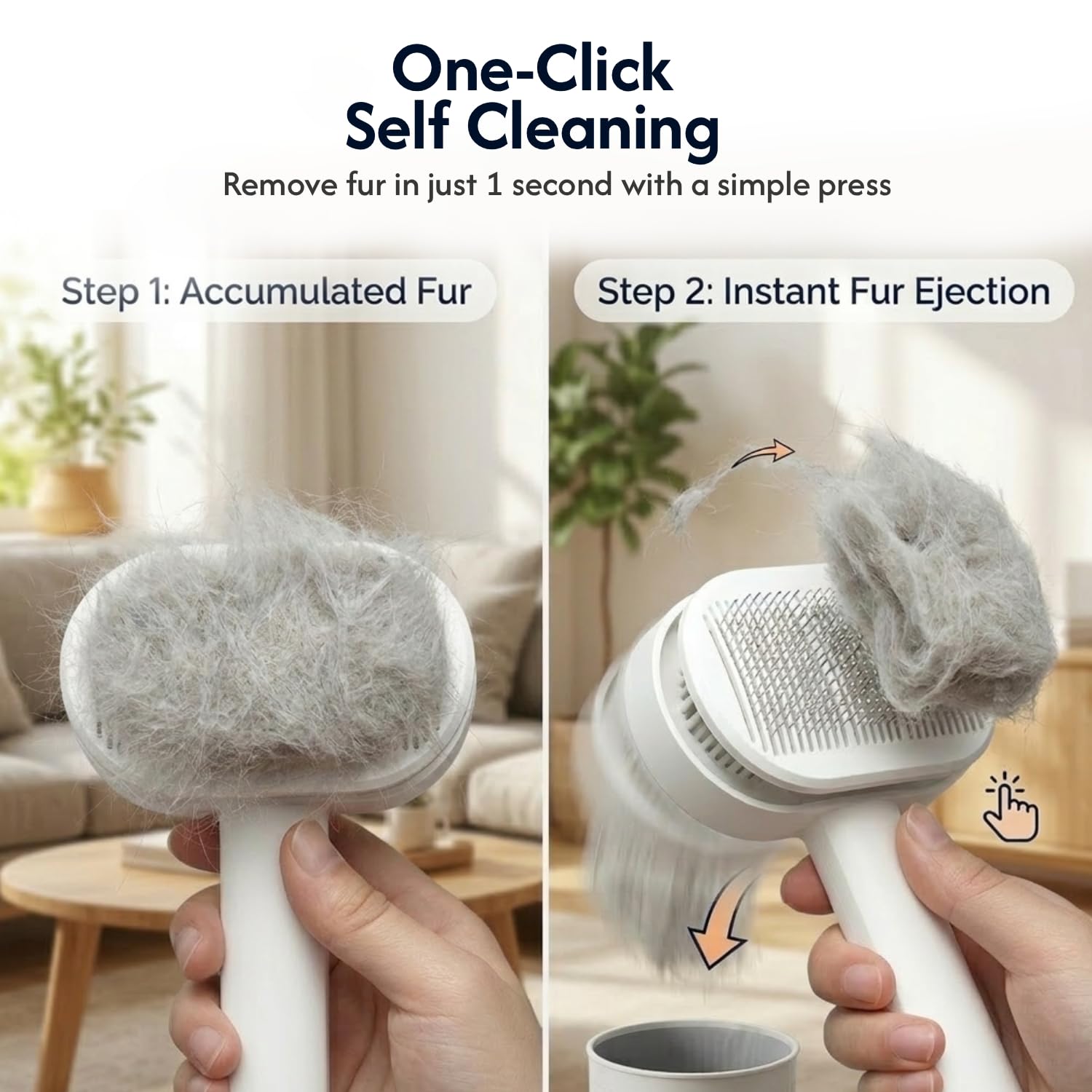 PrimePets Cepillo para gatos, cepillo de limpieza automática con botón de liberación, cepillo de aseo para gatos de pelo corto o largo, cepillo para mascotas para gatitos, herramienta de depilación de