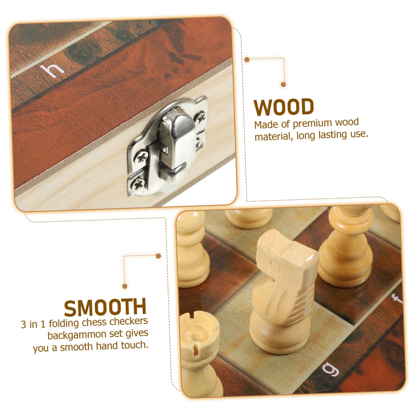 Scacchiera Pieghevole in Legno, Set 1 Pezzo, Gioco di Scacchi | Multifunzione 3 in 1, Finitura Liscia al Tatto, Formato Portatile per Ufficio e Scuola