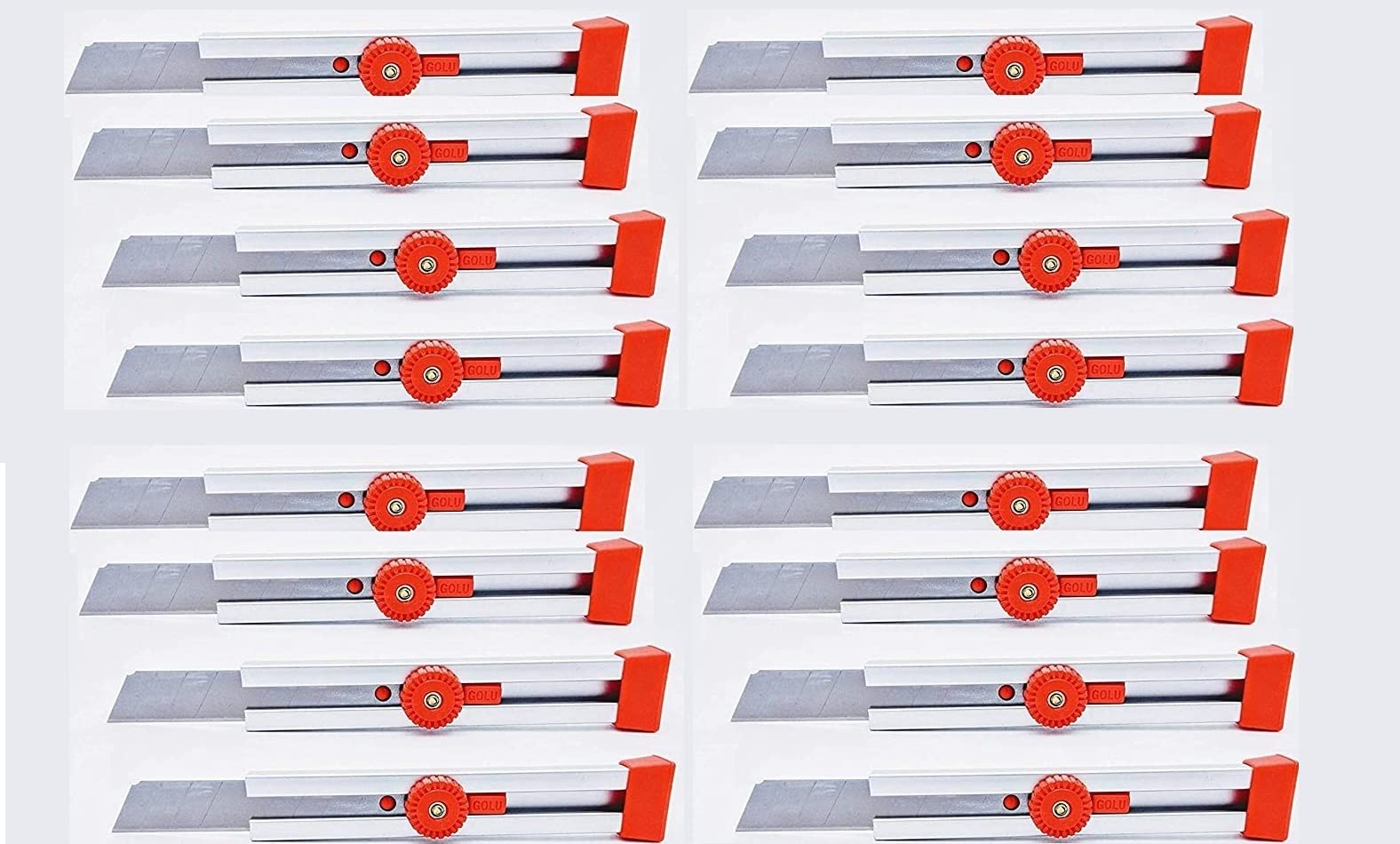 Definite Golu Heavy Duty Unbreakable Aluminum Metal Body Durable Cutter Blade 18 mm for Factory Home Office (Replaceable Blades) (Pack of 16 Cutters)