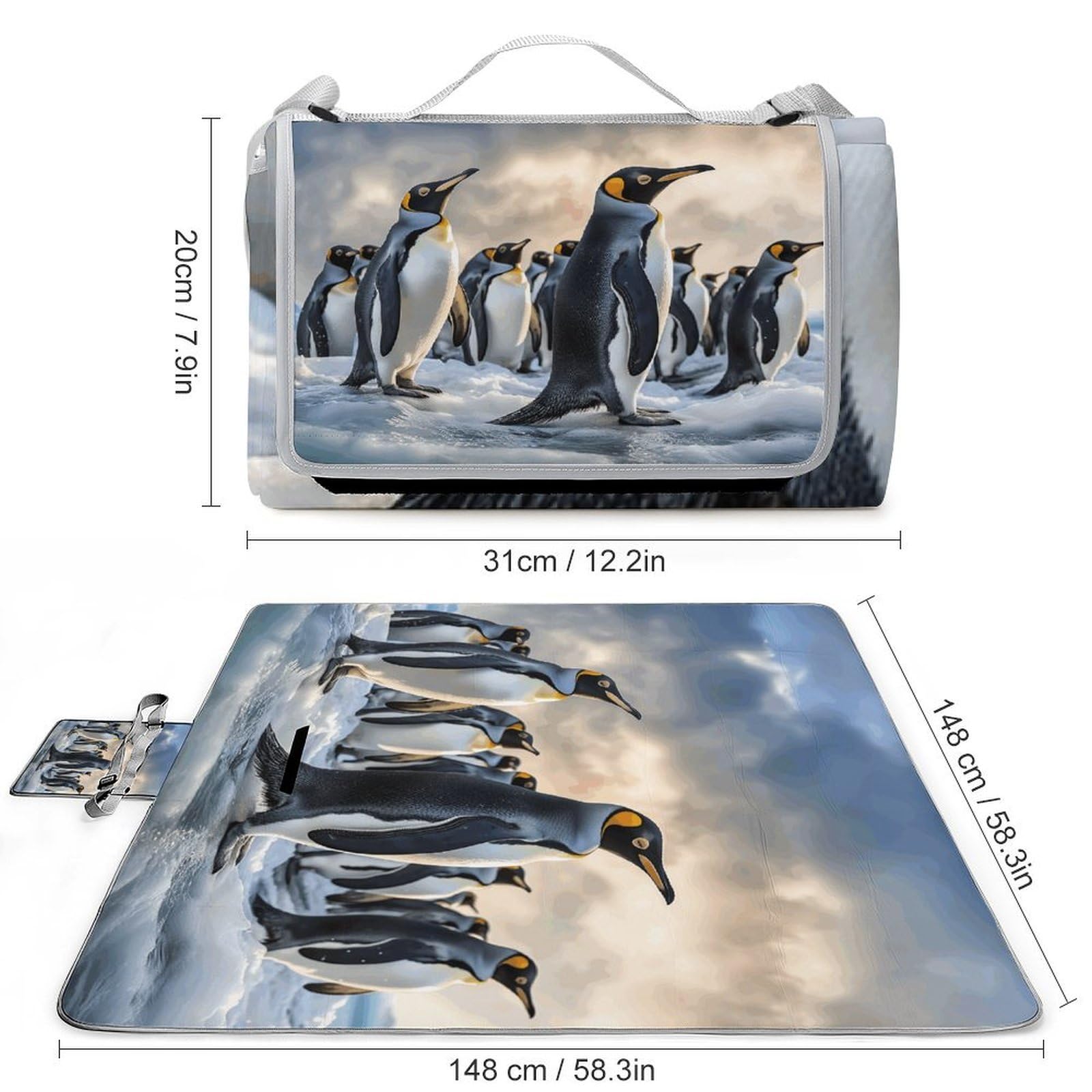 Tappetino pieghevole con pinguino marino, superficie impermeabile, facile da pulire, coperta da viaggio, per campeggio primaverile ed estivo