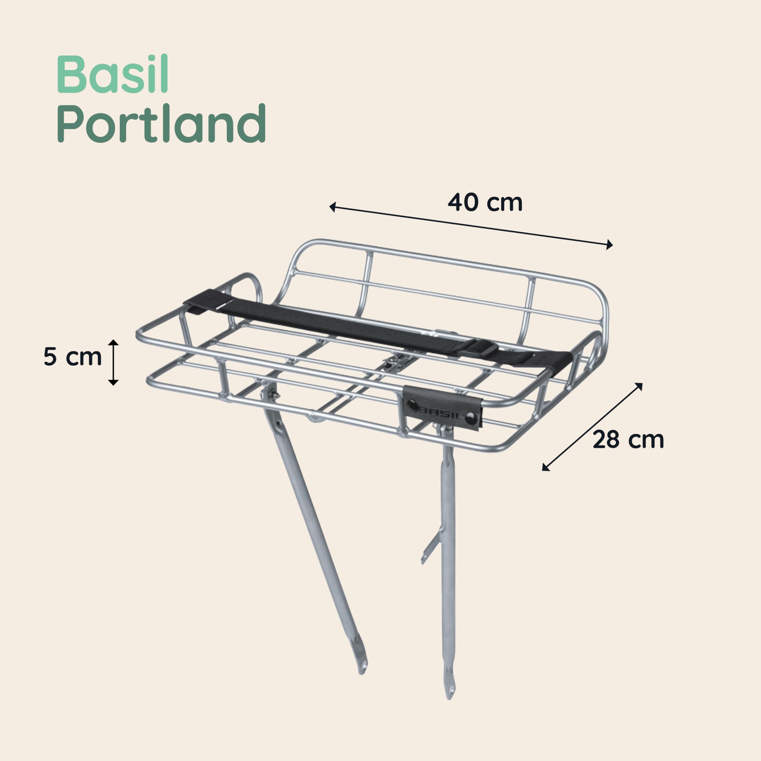 Basil Unisex Gepäckträger Portland Carrier Hohe Umrandung Frontgep cktr ger, Alu Natural, 29 x 11 42cm EU