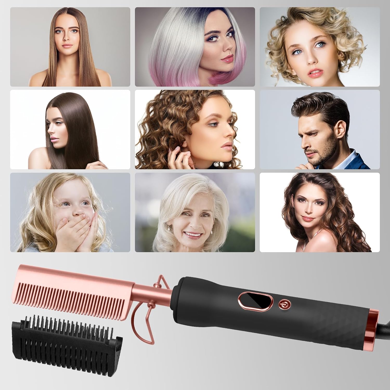 Hot Comb,Electric Hot Comb for Wigs Human Hair with 12 Temp Settings,110-240V Straightening Comb for Black Hair,Heating Up to 450°F Pressing Combs - Image 8