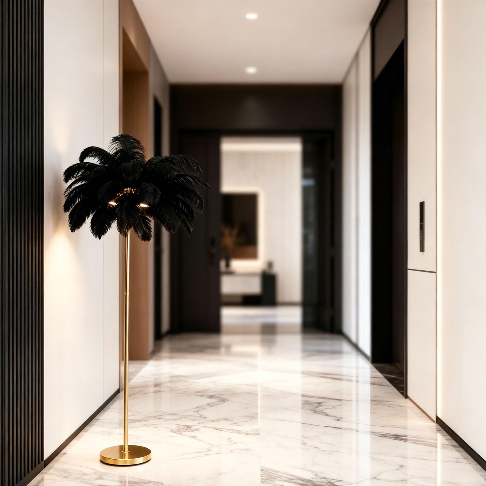 Elegant Accent Floor Illumination, Freestanding Modern Tall Feather Lamp