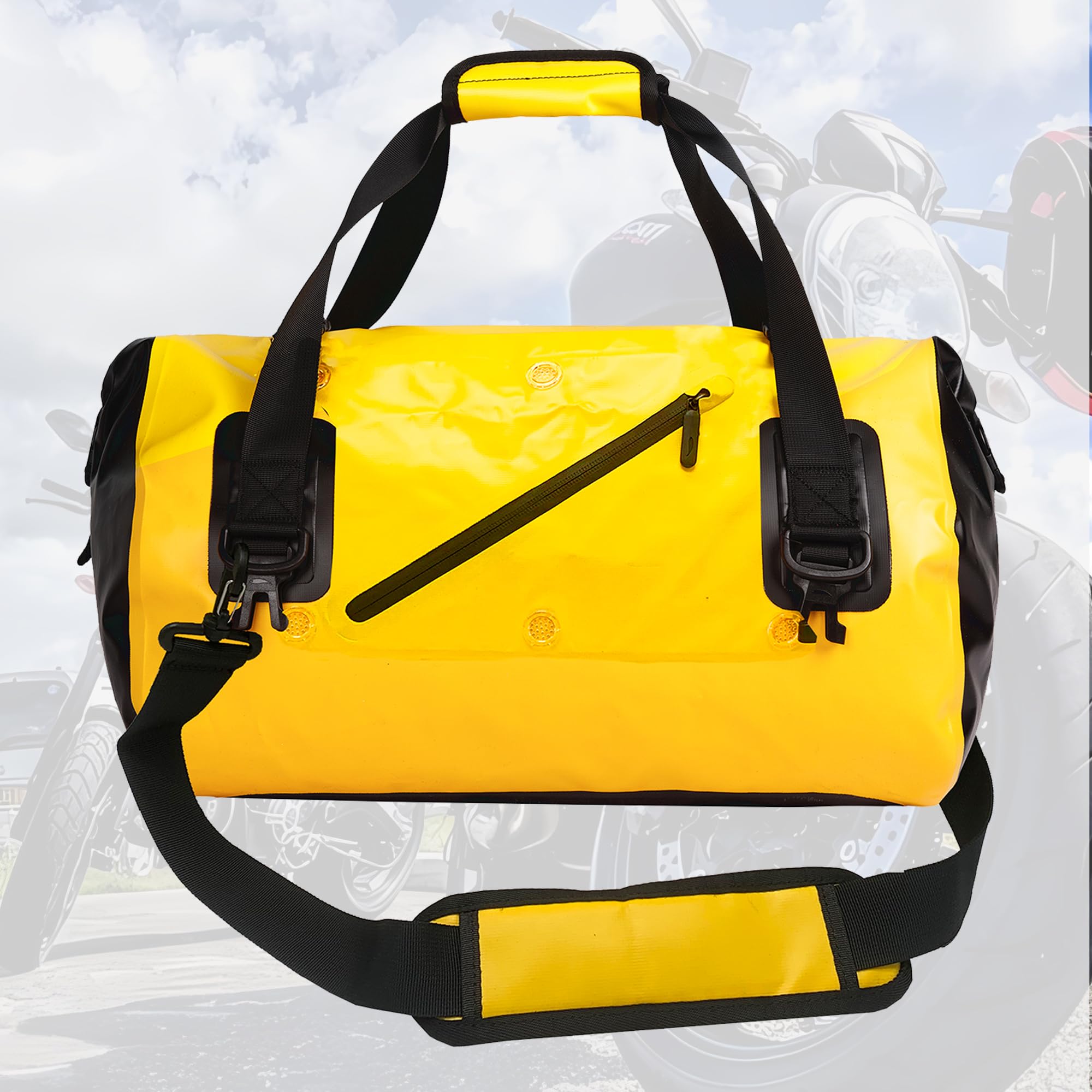 Wodoodporna torba sportowa na motocykl, 40 l, torba na tylne siedzenie, torba na tylne siedzenie, zwijana, na kajak, rafting, pływanie łódką, kemping, podróże, plażę, ŻÓŁTY, Large, Moda