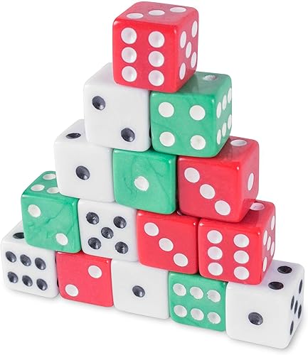 Miniatura 7 de Dados surtidos coloridos en blanco rojo verde para juegos de mesa actividad tema casino souvenirs para fiestas y juguetes de regalo 18 unidades