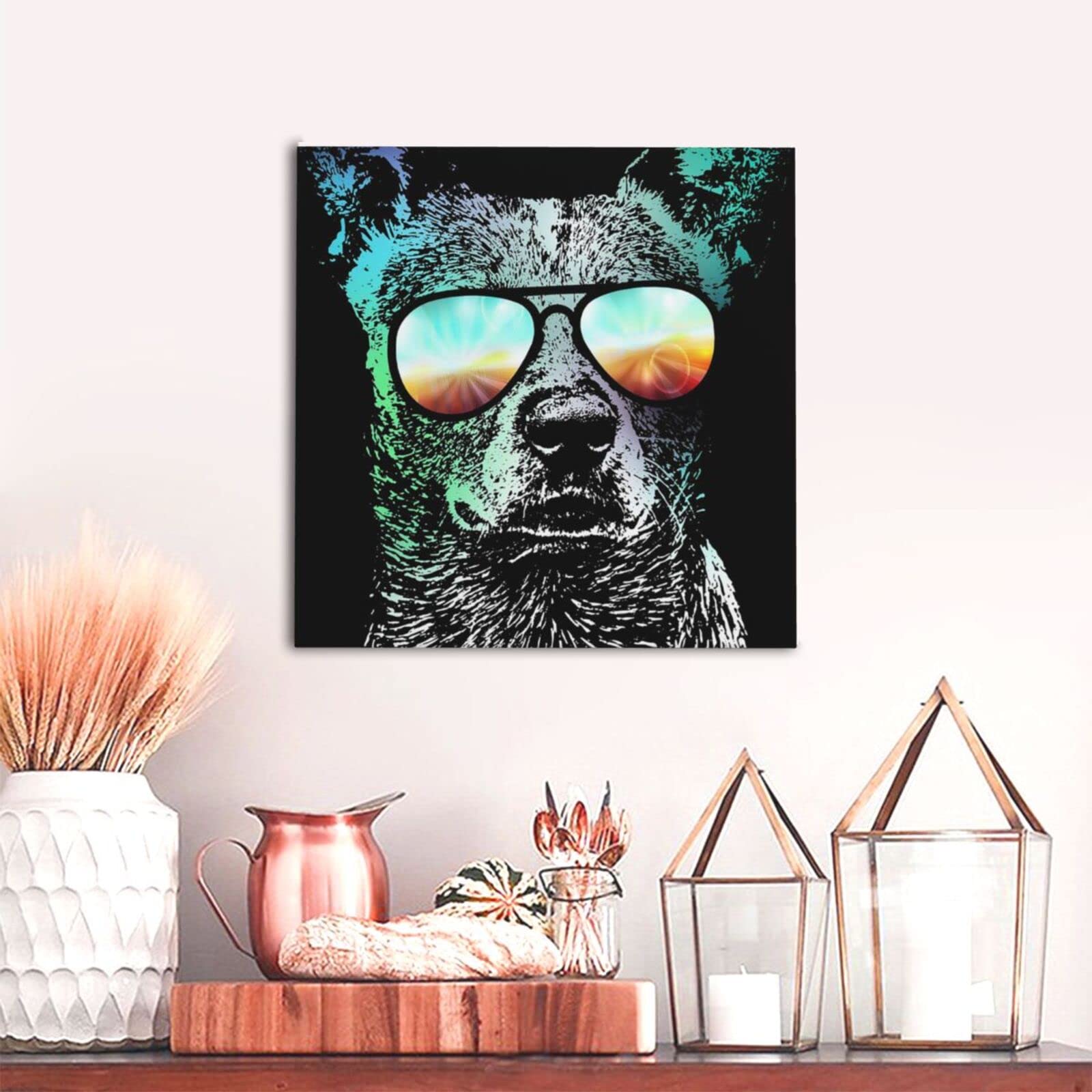 Amazon｜面白い サングラス 犬柄 アートパネル アートフレーム