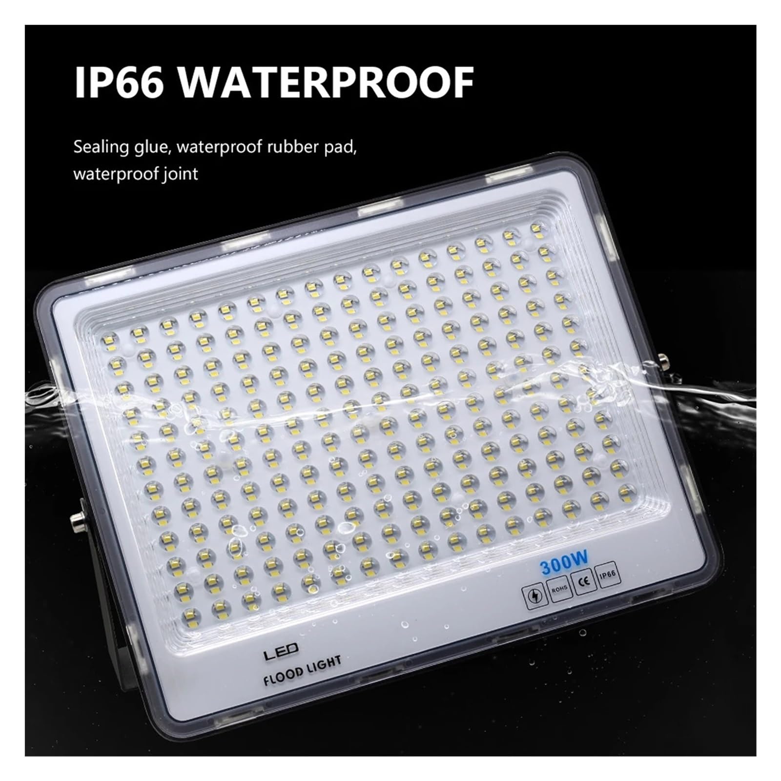 Proyector exterior, Foco reflector LED blanco 6500K 300W 2835 IP66, iluminación exterior, lámpara de pie(White light,50W)