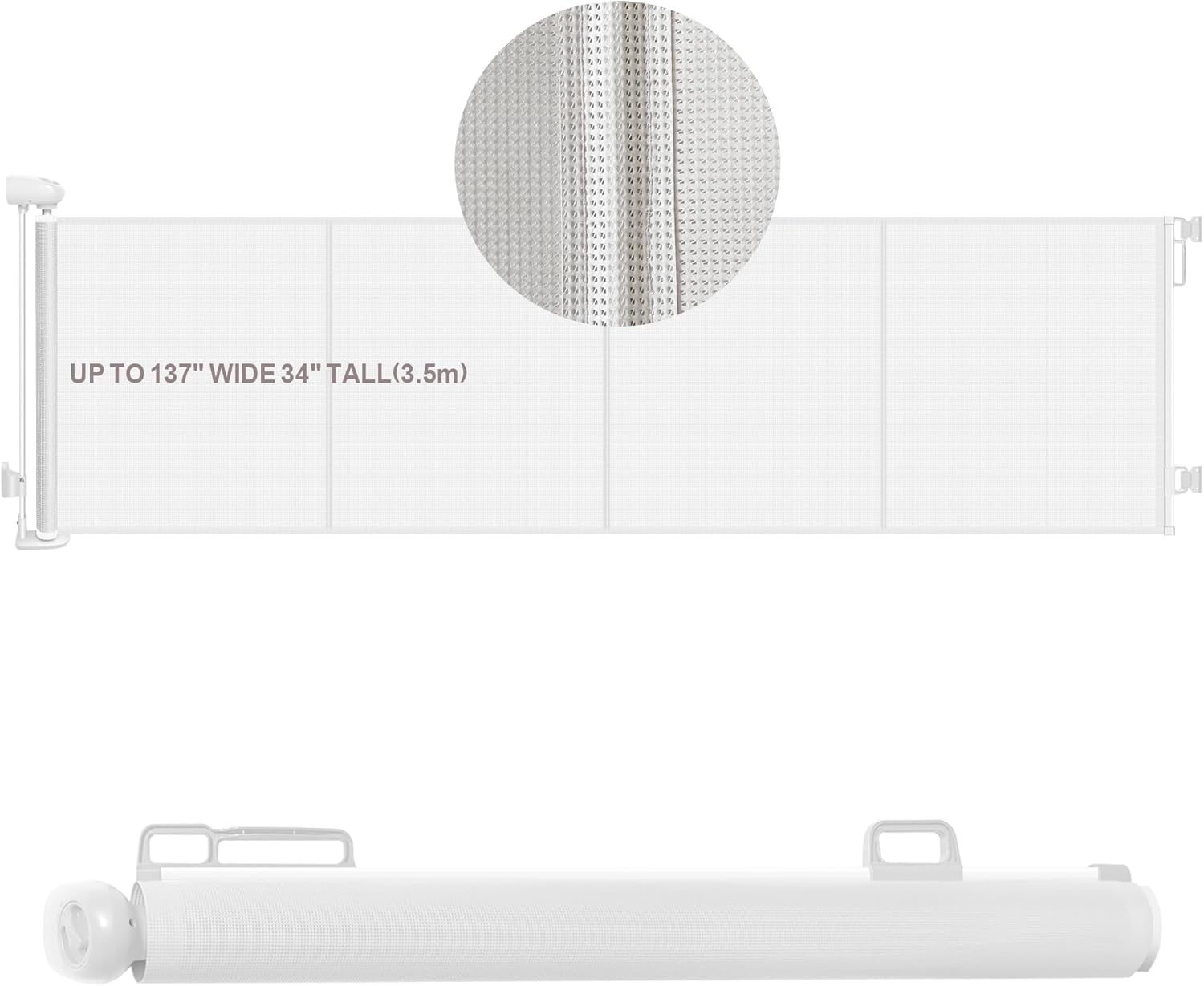 Extra Wide Retractable Baby Safety Gates Extends to 137″ Wide 34″ Tall, Large Mesh Dog Pets Gate with Reinforced Strip for Stair Doorway Hallways Indoor Outdoor, Easy Install, Hardware Mount