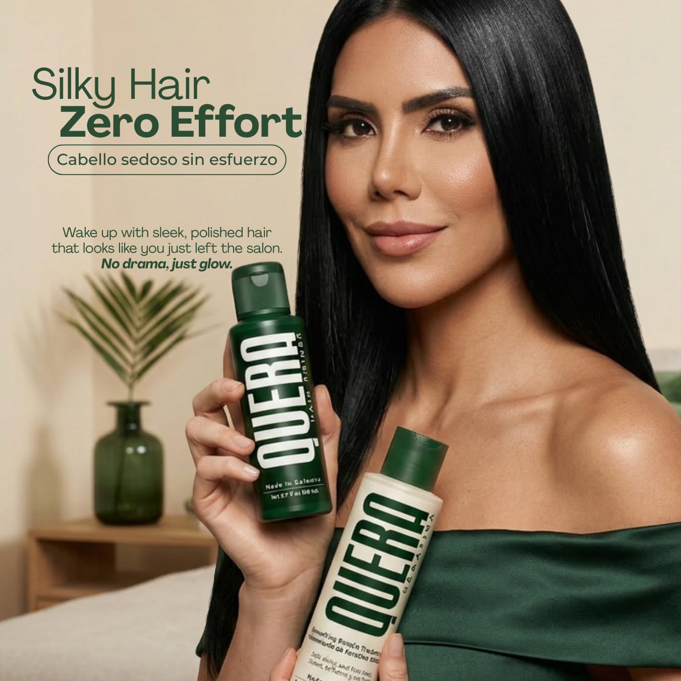 QUERA Vegan Keratin Treatment Kit - Hair Straightener, Frizz Control 8oz