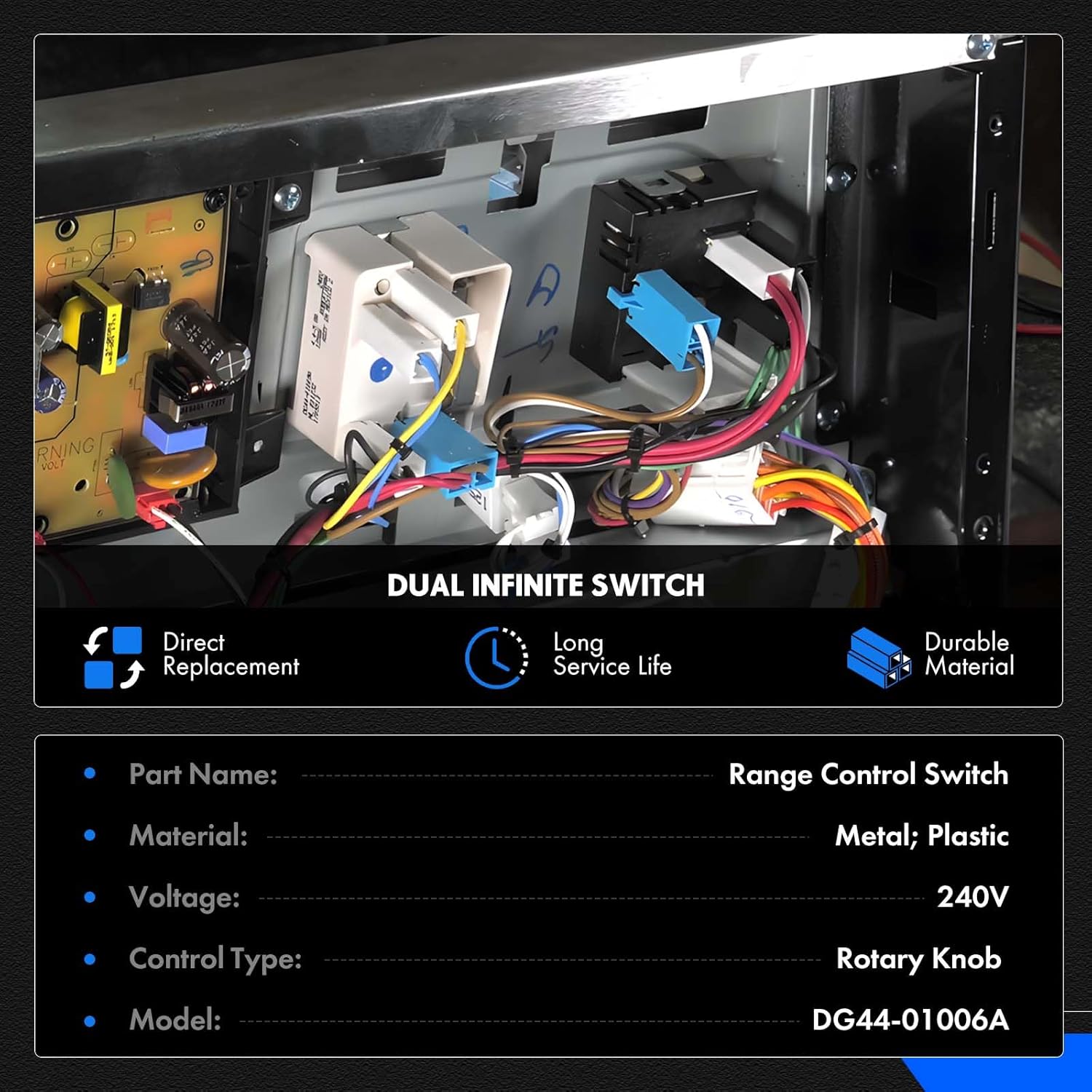 New DG44-01006A Range Surface Element Control Switch Fit for Samsung Electric Range - Oven/Stove, Better Than OEM Quality, PER001-12 D Fits Model NE59R6631SS NE59J7850WS NE59J7630SS and More