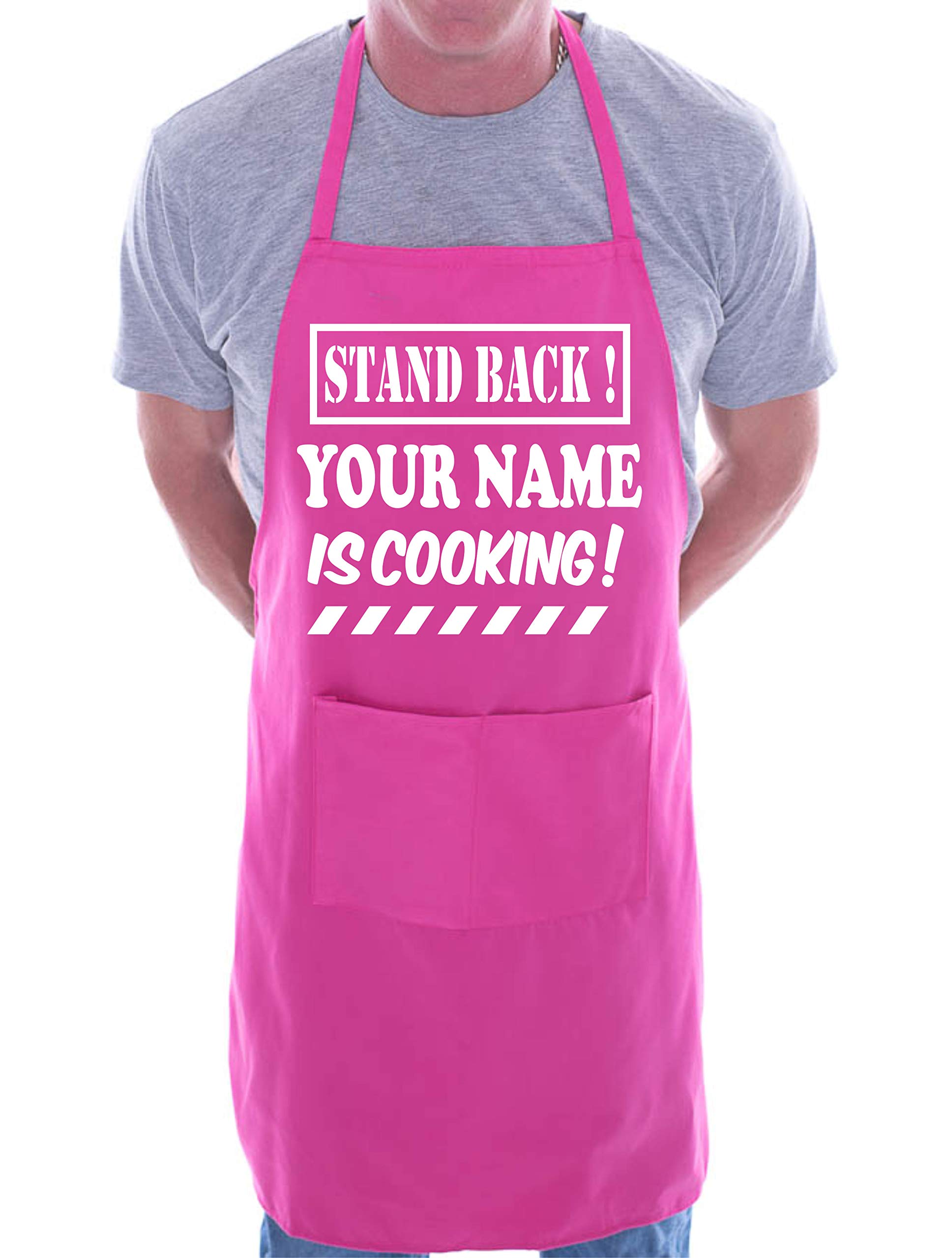 Print4U Personalised Apron Stand Back Is Cooking Your Name Pink
