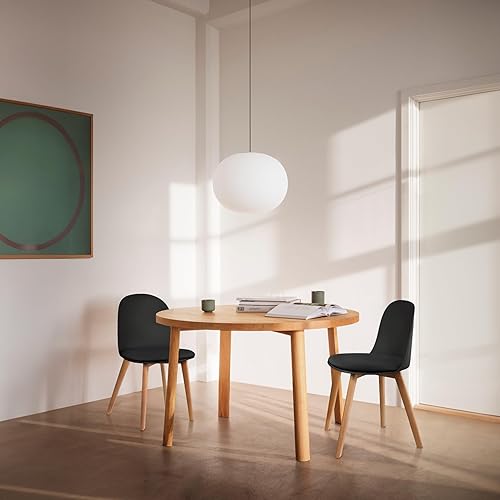 Miniatura 7 de 2xhome Silla de comedor moderna sin brazos | Carcasa de plástico con cojín de piel sintética acolchada y patas de madera | Uso en interiores o