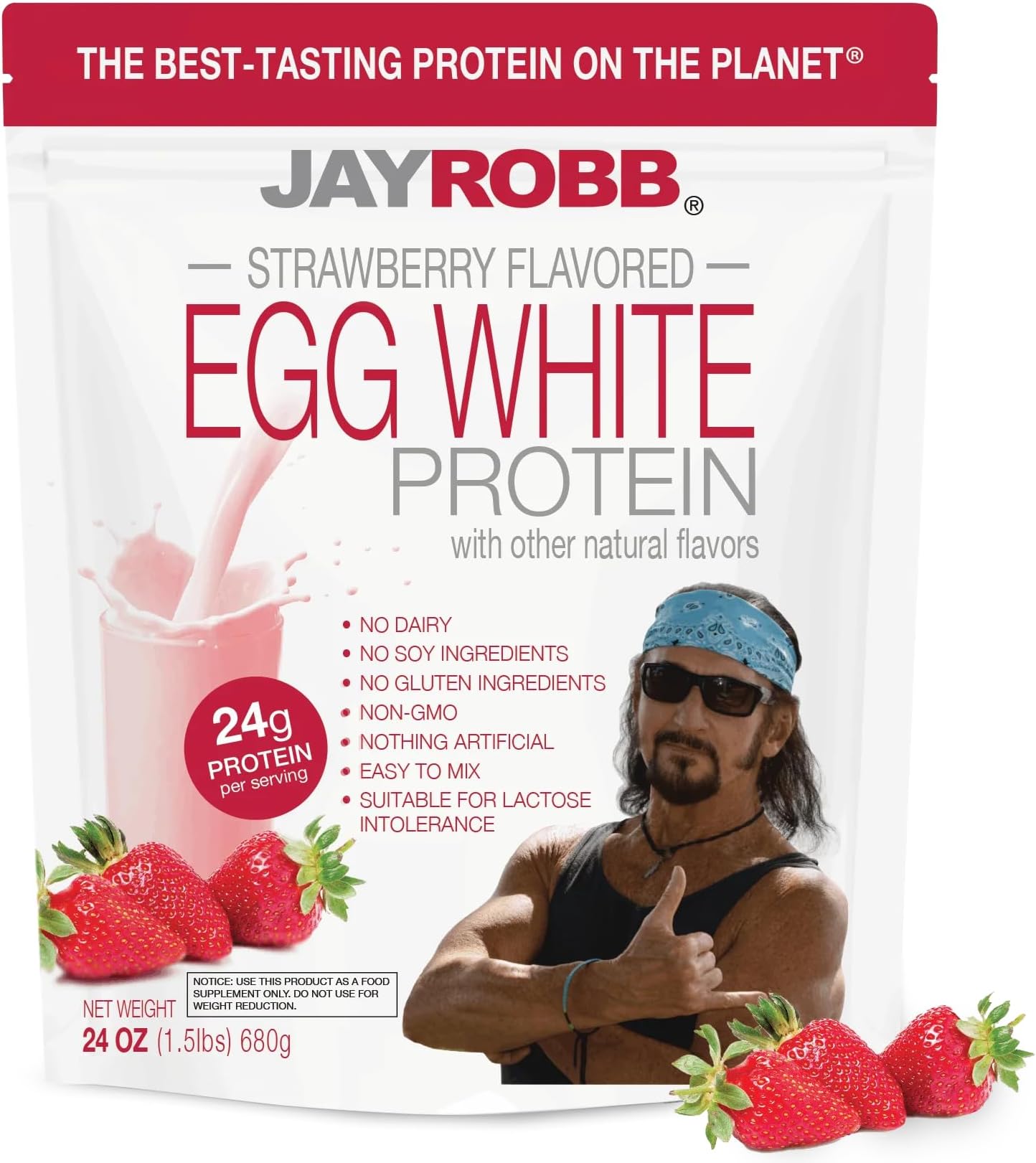 Strawberry Egg White Protein 24 oz, 1.5 Pound Bag