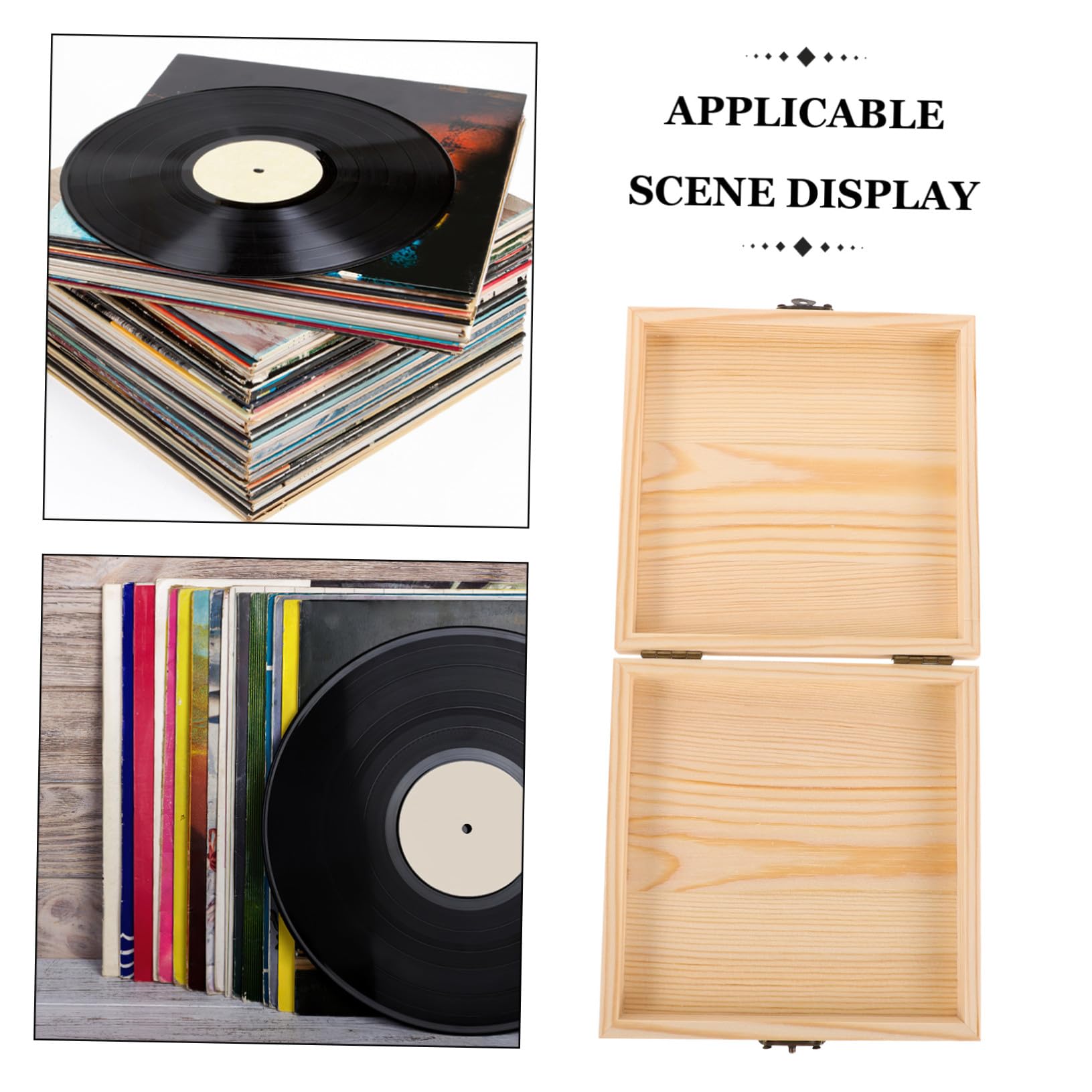 Cabilock Scatola Porta Cd in Legno Massello Quadrata 13,5x13,5x2,5 Cm Organizer Sottile Per Dvd Custodia Retrò Resistente Per Casa Ufficio Esposizione e Conservazione Multimediale